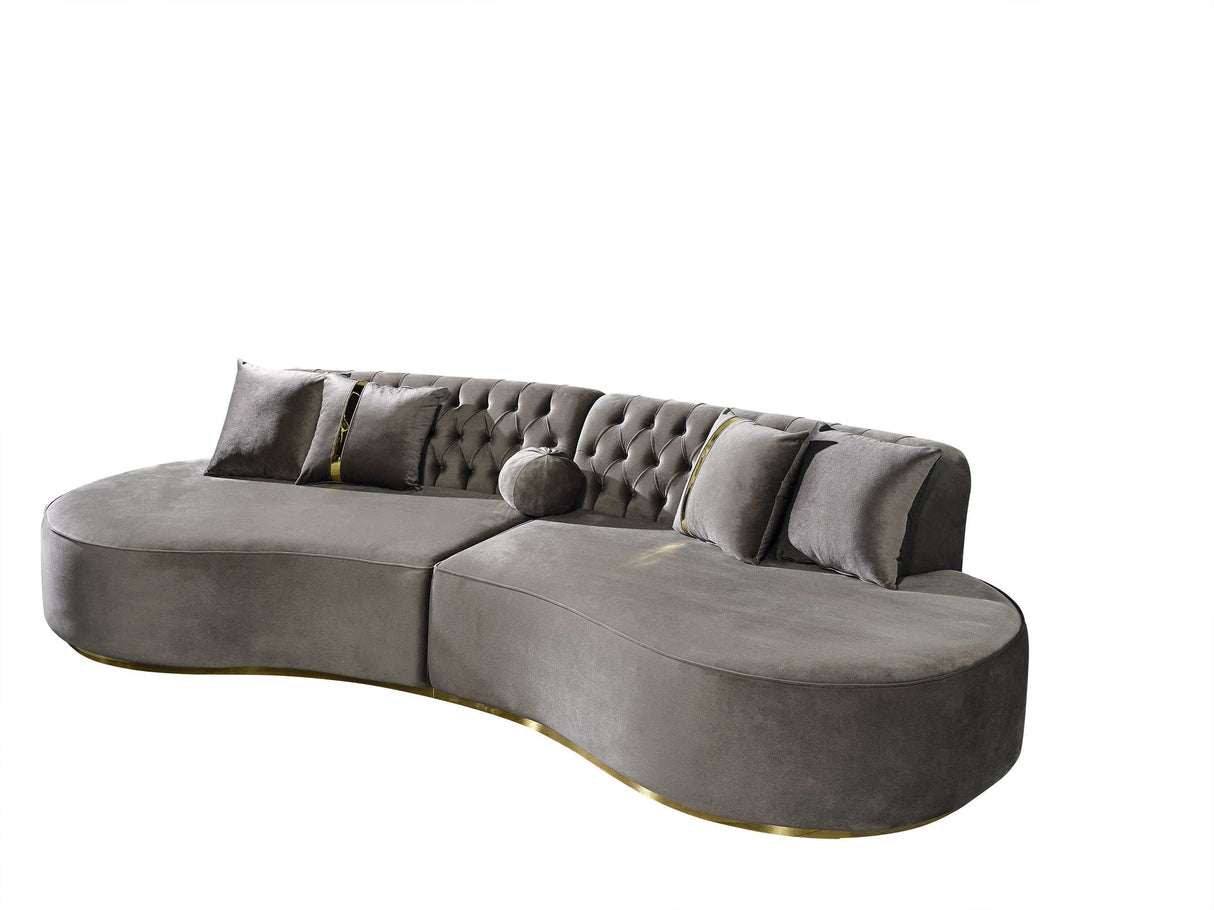 Ella Gray Velvet Curved Sectional - Ornate Home