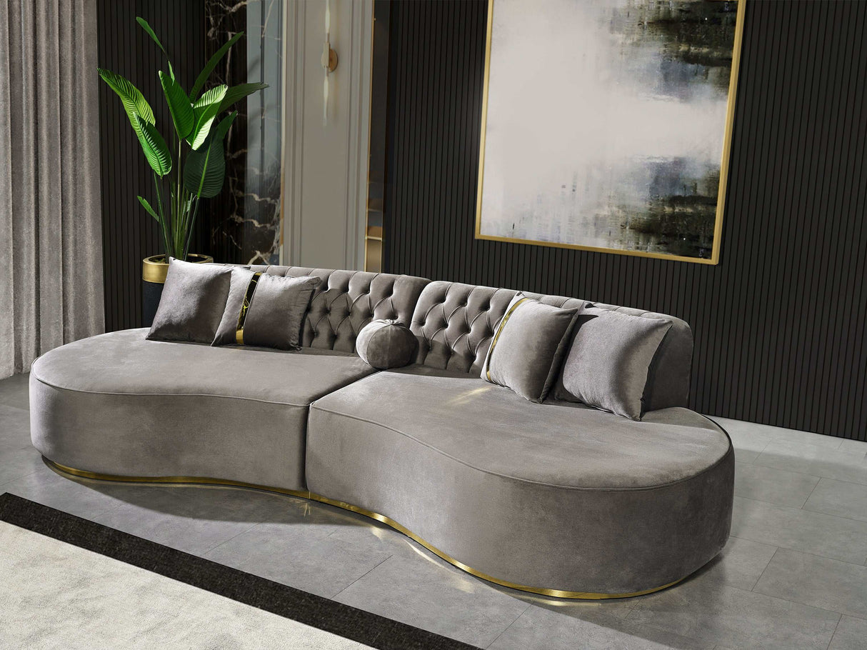 Ella Gray Velvet Curved Sectional - Ornate Home