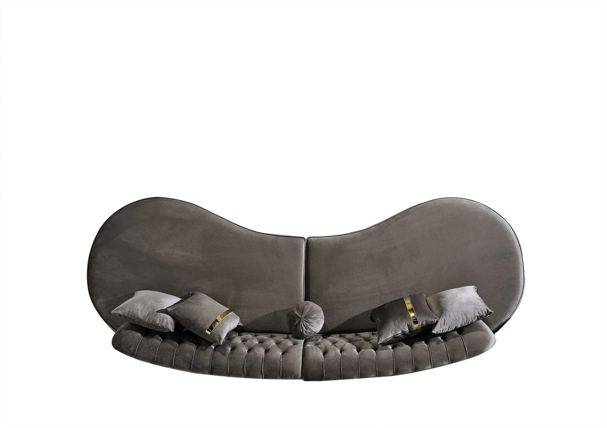 Ella Gray Velvet Curved Sectional - Ornate Home