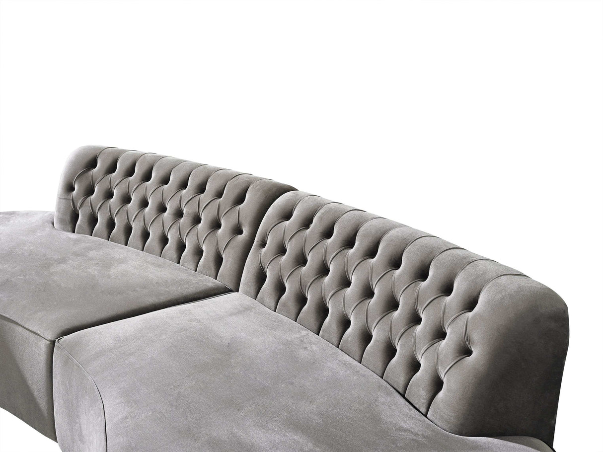 Ella Gray Velvet Curved Sectional - Ornate Home