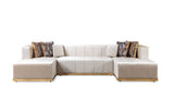 Elisha Ivory Velvet Double Chaise Sectional - Ornate Home