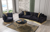 Michelle Black Velvet Curved Sectional - Ornate Home