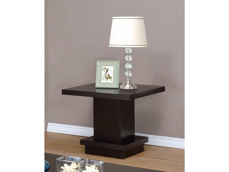Nakita Cappuccino Pedestal Square End Table - Ornate Home
