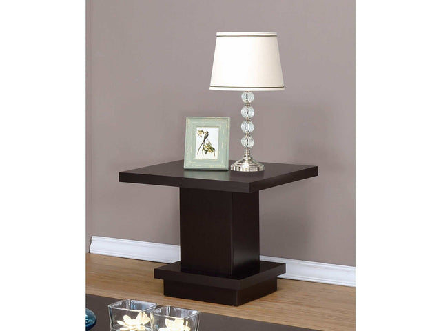 Nakita Cappuccino Pedestal Square End Table - Ornate Home