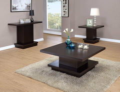 Nakita Cappuccino Pedestal Square End Table - Ornate Home