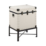 Nancy White Accent Cabinet w/ Nailhead Trim - Ornate Home