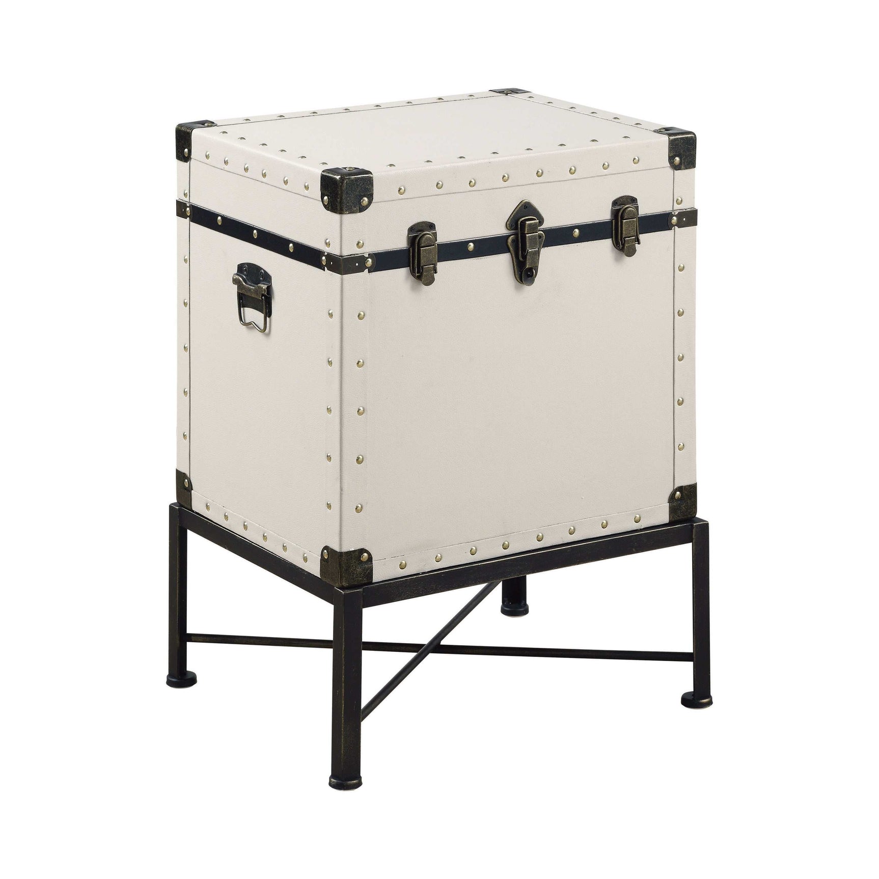 Nancy White Accent Cabinet w/ Nailhead Trim - Ornate Home