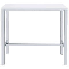 Natividad White High Gloss / Chrome 5 Pc Bar Set - Ornate Home