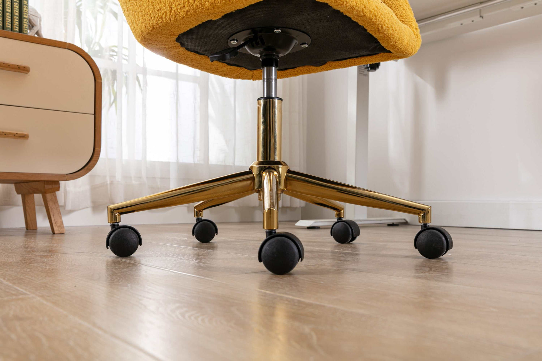 Naval Modern Teddy  Adjustable Height 360 Revolving  Wheel ,Yellow - Ornate Home