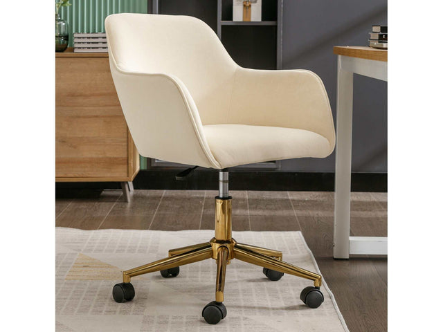 Naval Modern Velvet  Adjustable Height 360 Revolving  Wheel ,Beige - Ornate Home