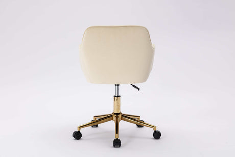 Naval Modern Velvet  Adjustable Height 360 Revolving  Wheel ,Beige - Ornate Home