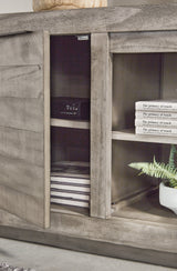 Naydell Gray 92" XL TV Stand w/ Fireplace Option - Ornate Home