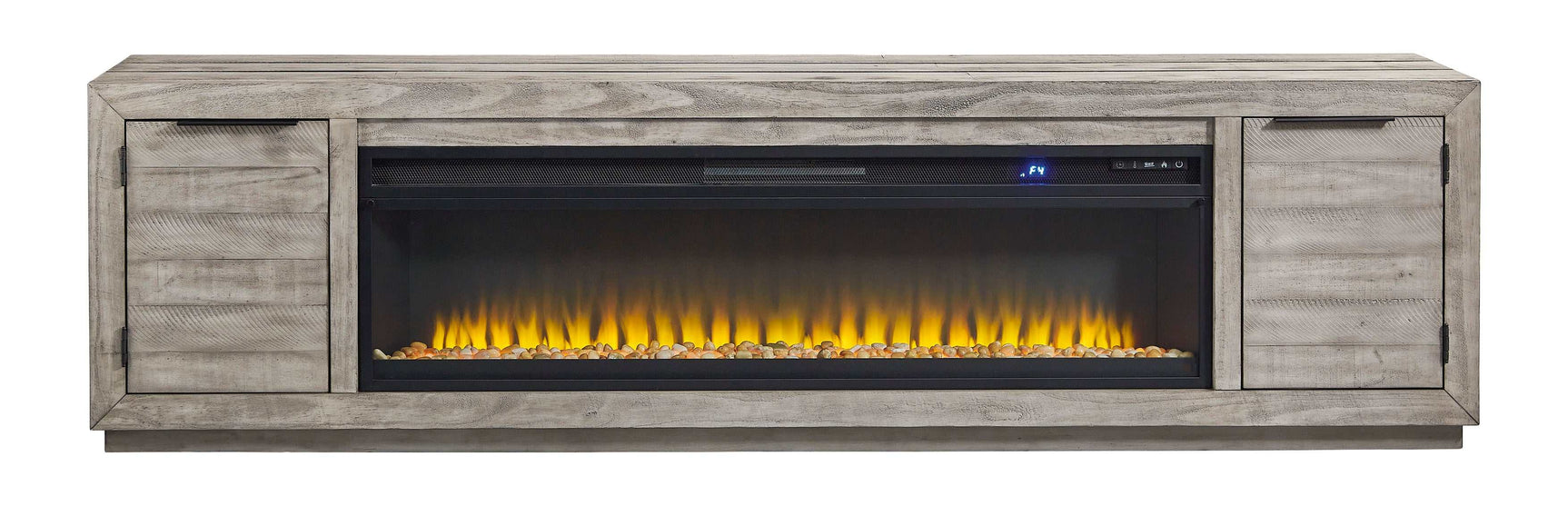 Naydell Gray 92" XL TV Stand w/ Fireplace Option - Ornate Home