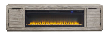 Naydell Gray 92" XL TV Stand w/ Fireplace Option - Ornate Home