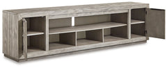 Naydell Gray 92" XL TV Stand w/ Fireplace Option - Ornate Home