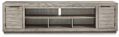 Naydell Gray 92" XL TV Stand w/ Fireplace Option - Ornate Home