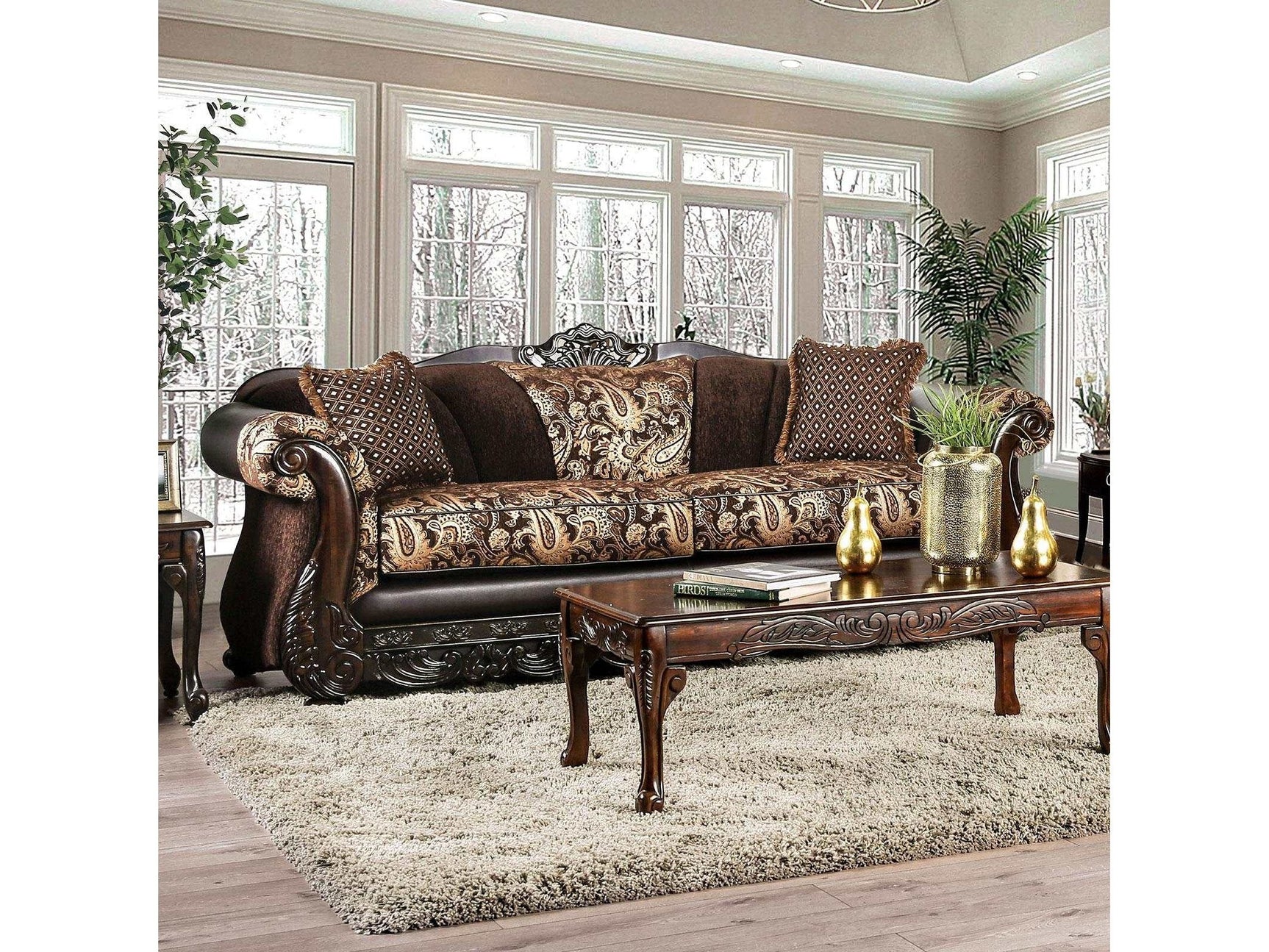 Newdale Brown & Gold Sofa - Ornate Home