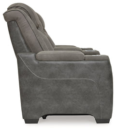 Next-Gen DuraPella Dual-Tone Slate Power Reclining Loveseat w/ Console - Ornate Home
