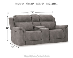 Next-Gen DuraPella Slate Power Reclining Loveseat w/ Console - Ornate Home