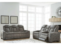 NextGen DuraPella Dual Tone Slate Power Reclining Sofa & Loveseat - Ornate Home