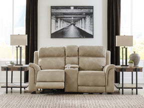 NextGen DuraPella Sand Power Reclining Loveseat w/ Console - Ornate Home