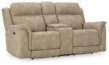 NextGen DuraPella Sand Power Reclining Loveseat w/ Console - Ornate Home