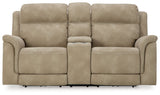 NextGen DuraPella Sand Power Reclining Loveseat w/ Console - Ornate Home