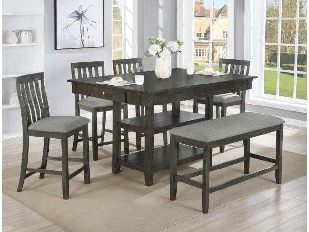 Nina Gray Counter Height Bench - Ornate Home