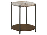 Noemie White Marble / Brown Side Table - Ornate Home