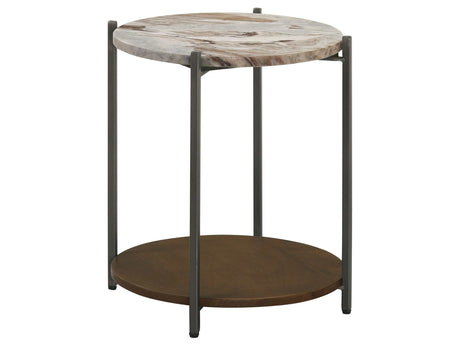 Noemie White Marble / Brown Side Table - Ornate Home