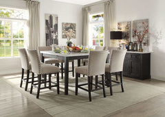 Nolan White Marble & Salvage Dark Oak Counter Height Dining Table - Ornate Home