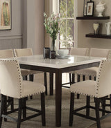 Nolan White Marble & Salvage Dark Oak Counter Height Dining Table - Ornate Home