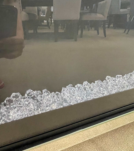 Noralie 59" TV Stand w/ LED Glass Shelves & Fireplace Insert - Ornate Home