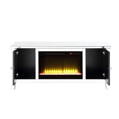 Noralie Mirrored & Faux Diamonds TV Stand w/ Fireplace Insert - Ornate Home