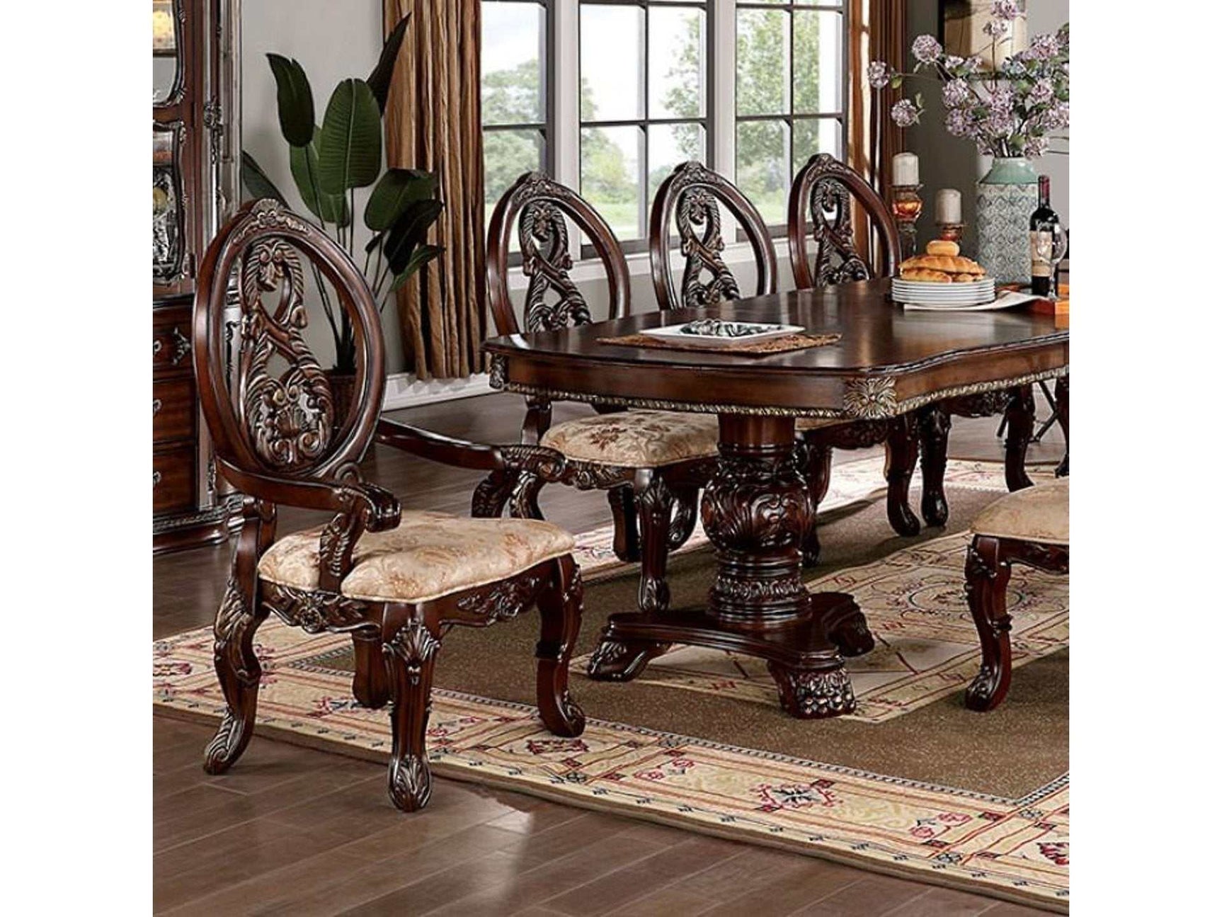 Normandy Brown Cherry Dining Table w/ 2 Leaves - Ornate Home