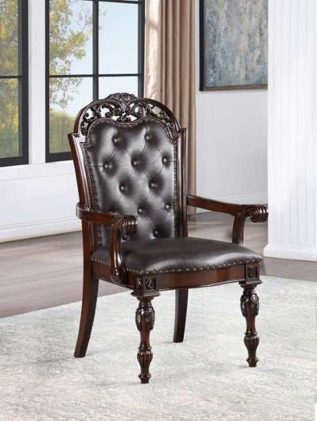Nouvelle Brown Cherry Arm Chair (Set of 2) - Ornate Home