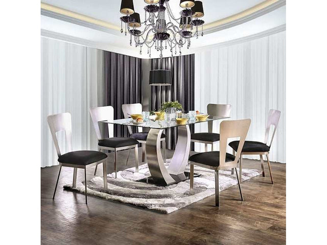 Nova Silver/Black Dining Table - Ornate Home