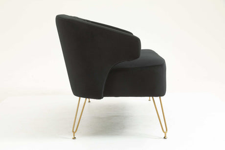 Nuevo Twin Size Love seat Accent Sofa with Golden Metal Legs Black - Ornate Home