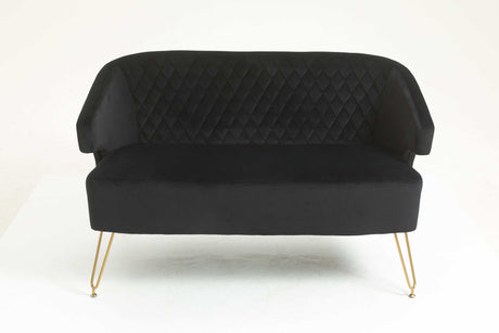 Nuevo Twin Size Love seat Accent Sofa with Golden Metal Legs Black - Ornate Home