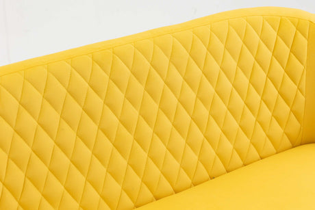 Nuevo Twin Size Love seat Accent Sofa with Golden Metal Legs Yellow - Ornate Home