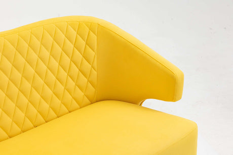 Nuevo Twin Size Love seat Accent Sofa with Golden Metal Legs Yellow - Ornate Home