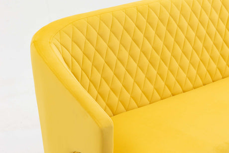 Nuevo Twin Size Love seat Accent Sofa with Golden Metal Legs Yellow - Ornate Home