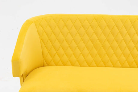 Nuevo Twin Size Love seat Accent Sofa with Golden Metal Legs Yellow - Ornate Home