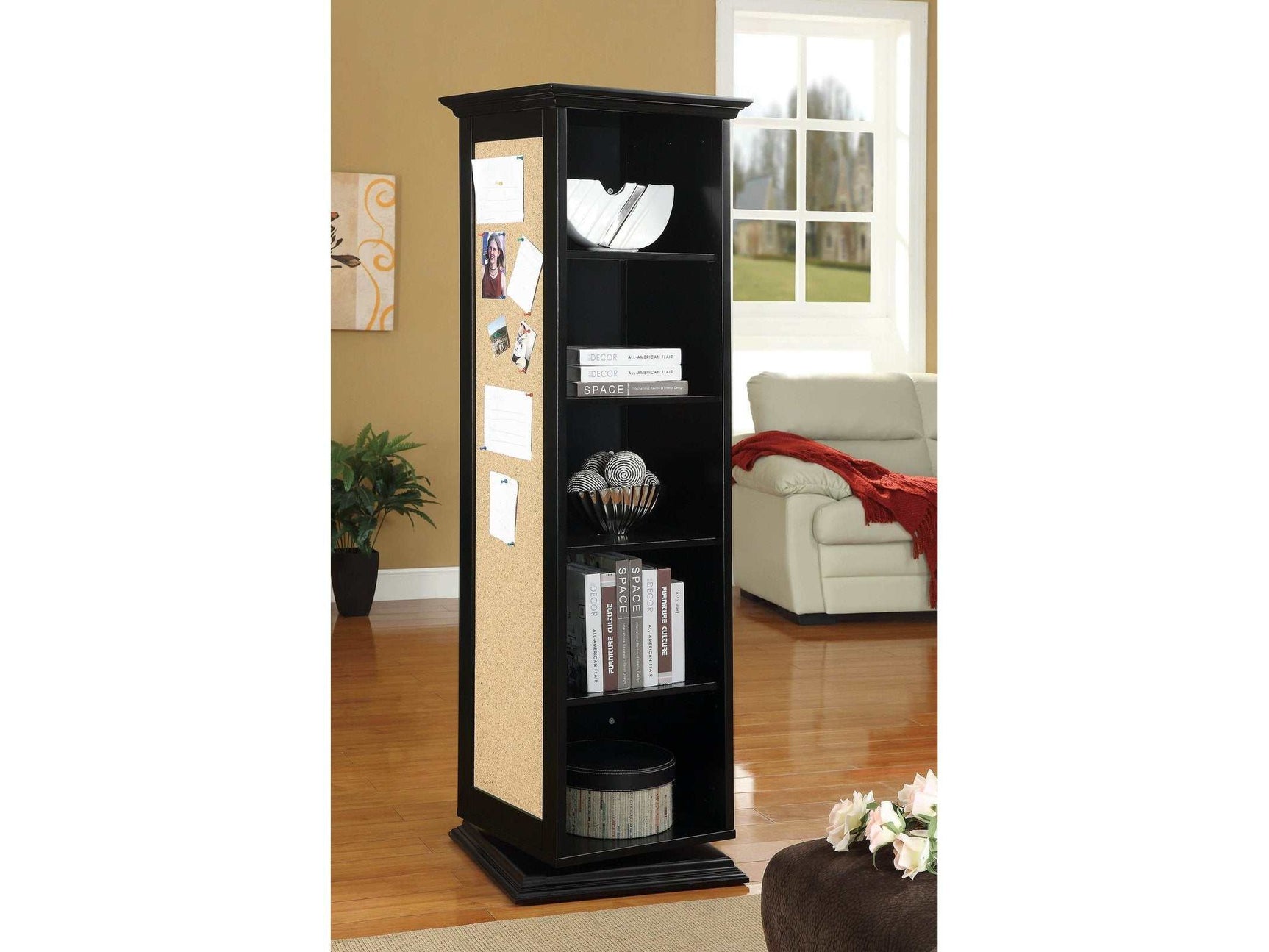 Nyle Black Swivel Accent Cabinet w/ Cork Board - Ornate Home