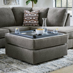 O'Phannon Putty Ottoman w/ Storage & Built-in Table Top - Ornate Home