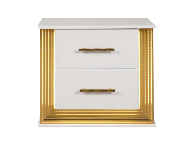 Obsession White & Gold Nightstand - Ornate Home