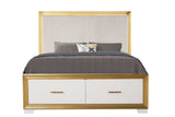 Obsession White & Gold Queen Bed w/ FB Storage - Ornate Home