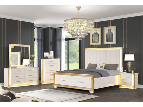 Obsession White & Gold Queen Bedroom Set / 5pc - Ornate Home