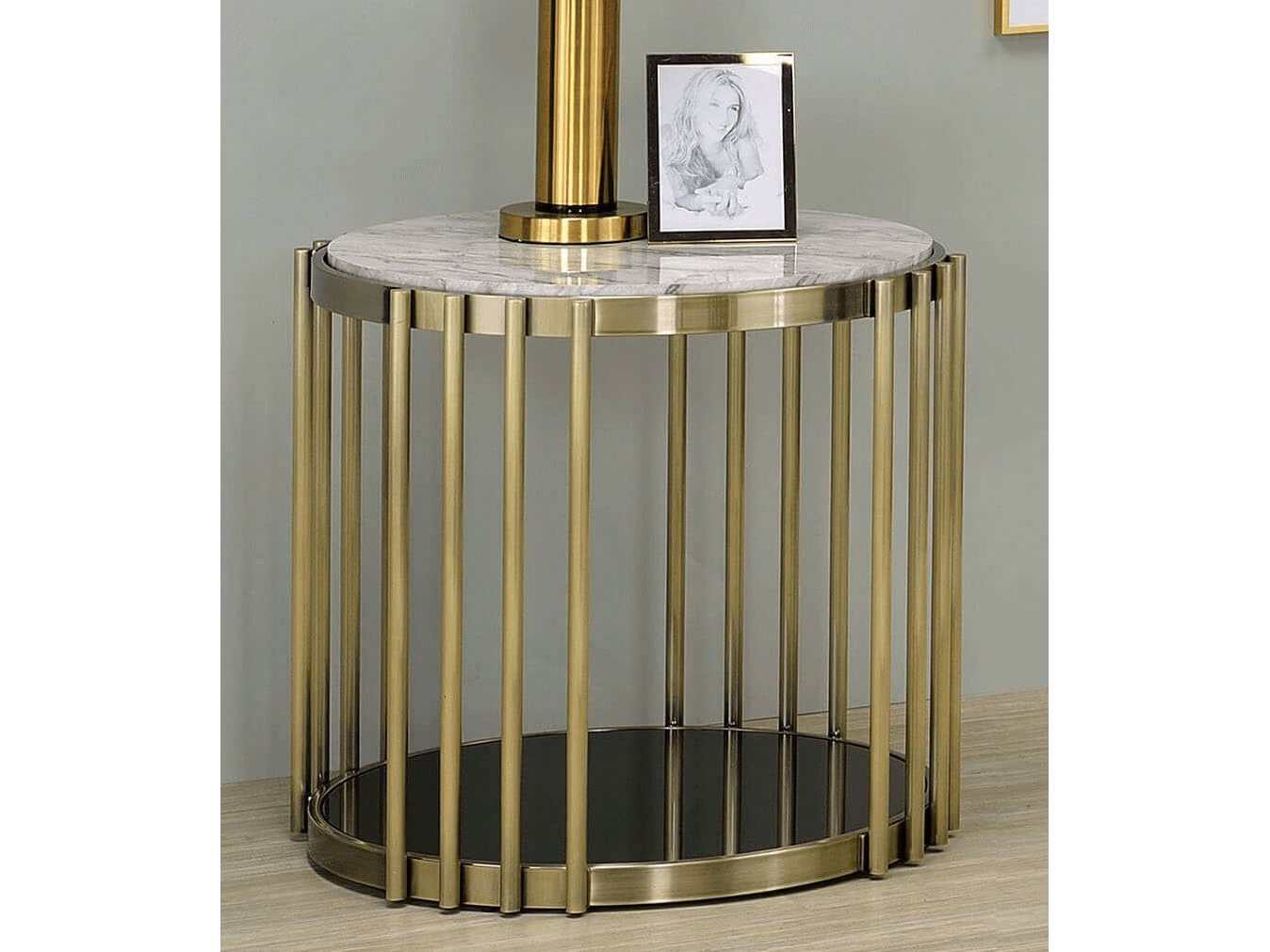 Ofelia Antique Brass & Black End Table - Ornate Home