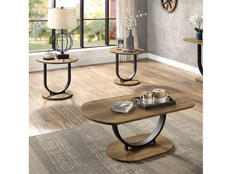 Olbia Rustic Oak/Sand Black 3 Pc. Coffee Table Set - Ornate Home